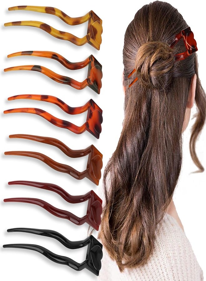 ANBALA 6 Pack Wavy Hair Pins for Women, 2 Prong Bun Hair Sticks for Women, Plastic French Hair Pin, Stylish Updo Accessories for Thick & Thin Hair - Image 1